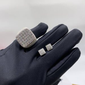 MOISSANITE RING & EARRING COMBO FOR MEN