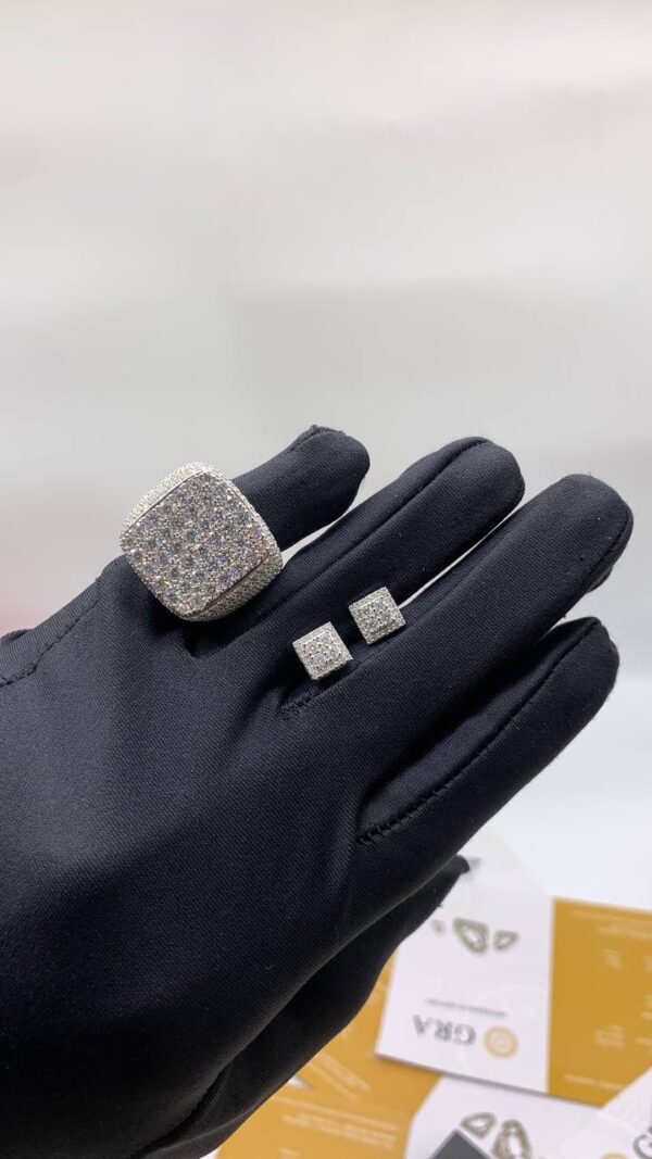 MOISSANITE RING & EARRING COMBO FOR MEN