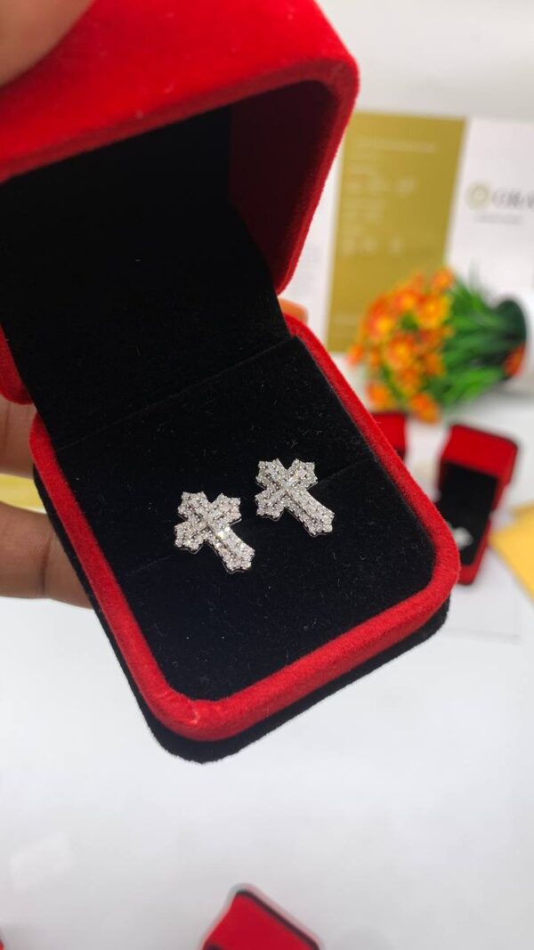 MOISSANITE CROSS EARRINGS