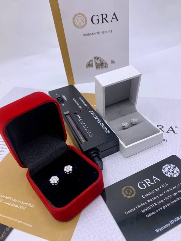 MOISSANITE ROSE SHAPE EARRINGS - Image 3