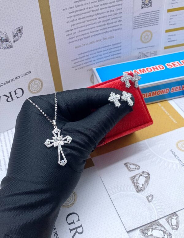 CROSS PENDANT & EARRING SET - Image 2