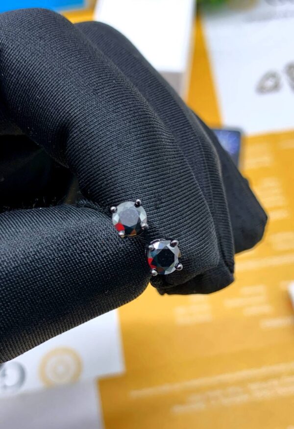 Black Moissanite Earrings (Unisex) - Image 3
